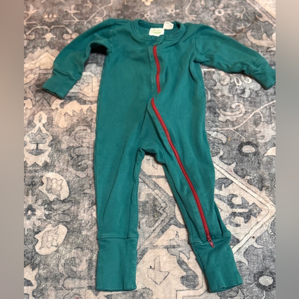 Parade organic onesie 6-12 months Teal One Piece with Red Zipper